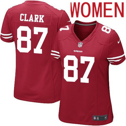 Women San Francisco 49ers #87 Dwight Clark Nike Scarlet Game Player NFL Jersey->women nfl jersey->Women Jersey
